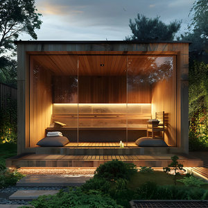 Sauna Comercial Exterior <span class=keywords><strong>de</strong></span> Madera Anticorrosiva, Cabina Cuadrada Grande para 10 Personas, para Complejos Turísticos Costeros <span class=keywords><strong>y</strong></span> Spa - Product Image 4