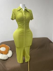 Nuovo <span class=keywords><strong>Abito</strong></span> Lungo Estivo da Donna in Chiffon, Monocolore, con Spalline Doppie, <span class=keywords><strong>Plissettato</strong></span>, Sexy, Scollatura a V, Stile Casual, per Danza - Product Image 3