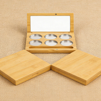 Palette de maquillage en bambou, emballage vide pour fards à paupières avec miroir, boîte d'emballage cosmétique, fournisseur de logo personnalisé