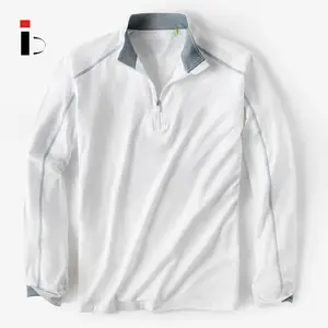 OEM Premium Mens 1/4 zip Pullover Long Sleeve Shirts Color Blocks Golf Shirt Men Pullover White Hoodies