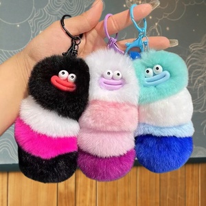 Dễ Thương Phim Hoạt Hình Bất Rex Thỏ Lông Sang Trọng Keychain Sáng Tạo Kim Loại Nhựa Sâu Bướm Búp Bê Internet Người Nổi Tiếng Bán Buôn - Product Image 3