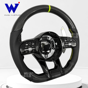 Volant personnalisé en fibre de carbone noire avec étiquette verte, adapté aux Mercedes Benz C <span class=keywords><strong>GLC</strong></span> E S CLS AMG, amélioration de l'intérieur. - Product Image 3