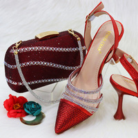 Ensemble Chaussures et Sacs Nigerian-Italien Or et Bleu 2025 à Strass pour Mariage – Escarpins et Sac à Main Assortis pour Femmes