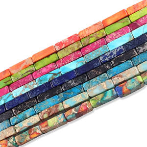 Venta al por mayor 4x13mm Natural Imperial jaspe oblongo cuentas sueltas cubo cuentas de piedra para la fabricación de joyas - Product Image 1