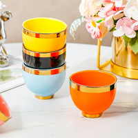 Nouvel ensemble de thé et de café en céramique de porcelaine arabe du Moyen-Orient, 6 tasses, motif de fruits, tasses jetables, boîte cadeau, design moderne et simple