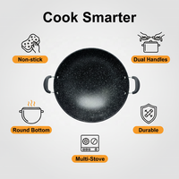 Wok en fonte antiadhésif OEM à double poignée, poêle à frire profonde 34-40 cm avec revêtement en pierre Maifan, ustensile de cuisine