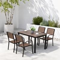 Ensemble de table et 4 chaises de jardin en acier au carbone, durable, minimaliste, pour jardin, cour, parc