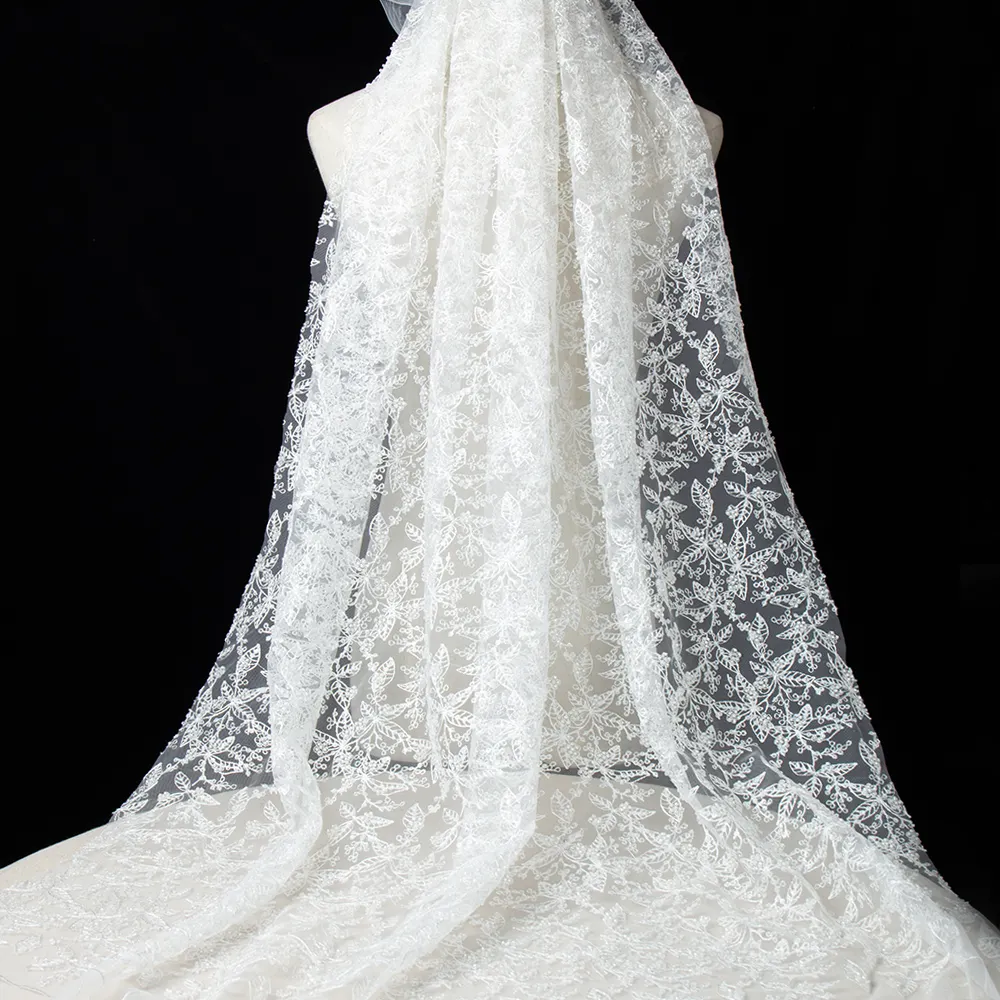 Высококачественная причудливая высокая плотность блестящая Вышивка Тюль французская африканская кружевная ткань для свадебного платья