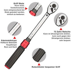 Llave Dinamométrica Suiza 3/8 Pulgadas 10-60Nm con Escala, Juego de Herramientas para Reparación de Bicicletas con Adaptadores - Product Image 3
