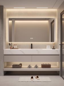 New intelligent heat-bending integrated basin with defogging function hanging <b>bathroom</b> <b>cabinet</b> honeycomb <b>mirror</b> <b>cabinet</b> - Product Image 4