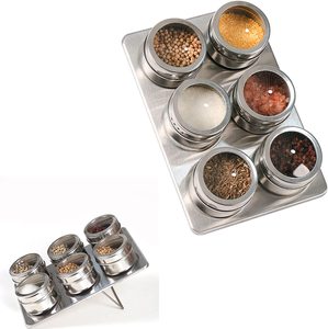 מגנטי ספייס צנצנות עם חלון נירוסטה מגנטי פחיות אחסון מגנט ספייס מכולות ספייס צנצנות סט - Product Image 2