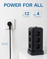 Multiprise électrique de type tour avec USB, extension de câblage, vente en gros usine BSCI pour l'UE
