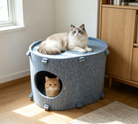 Maison pour chat en feutre épais, pliable, lavable, lit pour chat d'intérieur, niche confortable pour petits chats et chatons, OEM