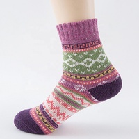 Vente en gros de chaussettes chaudes d'hiver en laine tricotée épaisse chaussettes vintage confortables pour femmes