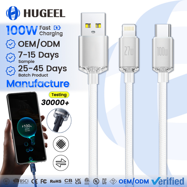 High Quality 100W Type C Cable Factory Nylon Braided Fast Charging USB Data Cable for Phone Laptop Tablet 3ft 6ft USB C Cable