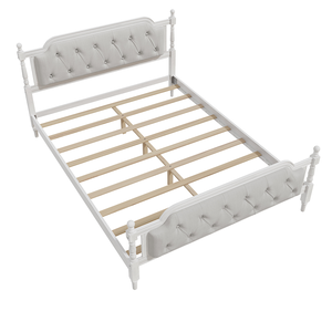 Traditional Style Solid Wood <b>Bed</b> Frame with Upholstered Tufted Headboard,No Box Spring Needed,<b>Queen</b> <b>Size</b> - Product Image 5