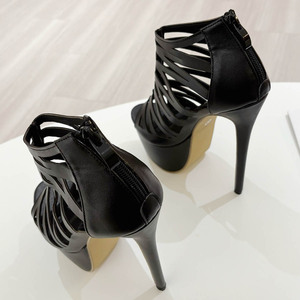 Sandalias de tacón de aguja con malla y punta abierta, tendencia de moda 2025, zapatos de fiesta para mujer en negro con característica para exteriores - Product Image 4