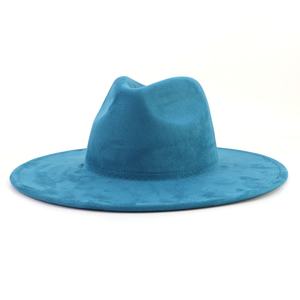 Nouveau Chapeau Fedora en Daim Couleur Unie à Large Bord en Forme de Cœur, Chapeau de Cowboy en Laine à Bord de 10 cm, Style Caractère pour Tenue Décontractée - Product Image 2