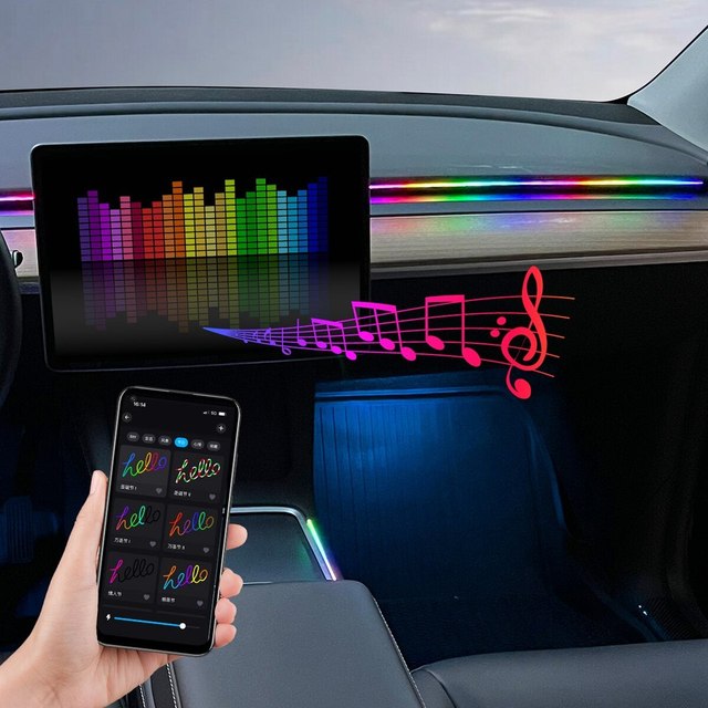 USB 64-Color RGB Ambient LED Light 110cm Full RGB Colors App Remote Control Atmosphere Lamp for Car Interior New Condition