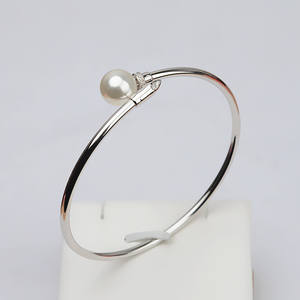 Handmade S925 Silver Elastic <b>Bracelet</b> for Women Personalized 7-12 <b>Pearl</b> Empty Women's Hand Ornament and Ring - Product Image 4