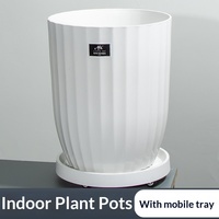 Grand pot de fleurs d'intérieur en résine, plateau de plantation minimaliste à roulettes dissimulées, pour salons, pot de paradis pour oiseaux à large ouverture, léger