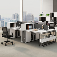 Ensemble complet de bureaux de travail en PVC en forme de barre pour 2/4/6 personnes, postes de travail minimalistes modernes avec bibliothèque, tout inclus