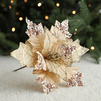 Großhandel Glitzer-Weihnachtssterne Künstliche Weihnachtsblumen-Ornamente Pailletten Christbaum-Dekorationen Blumen für Feiertagsparty-Dekoration