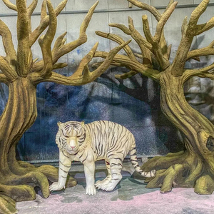 פסל אריה גדול בהתאמה אישית, עשוי פיברגלס, לקישוט גינה חיצונית, פסל חיה מציאותי מ-FRP לפארק שעשועים, לקישוט קניון, למכירה - Product Image 2