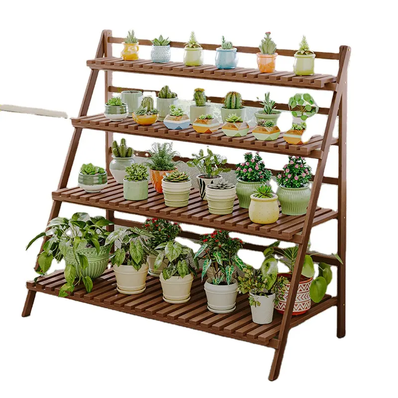 Factory wholesale wood plant stand living room floor decorative plant stands multi tier adjustable plant rack