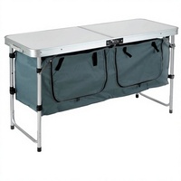 Table pliante d'extérieur en aluminium, hauteur réglable avec organisateur de rangement pour barbecue, camping, légère et portable pour pique-nique sur la terrasse