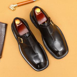 Chaussures habillées pour hommes en cuir véritable de haute qualité, respirantes, légères, style décontracté, à bout large, type Monk - Product Image 3
