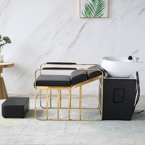 Chaise de lavage inclinable en noir avec lavabo, idéale pour salon de coiffure, offre spéciale, - Product Image 4