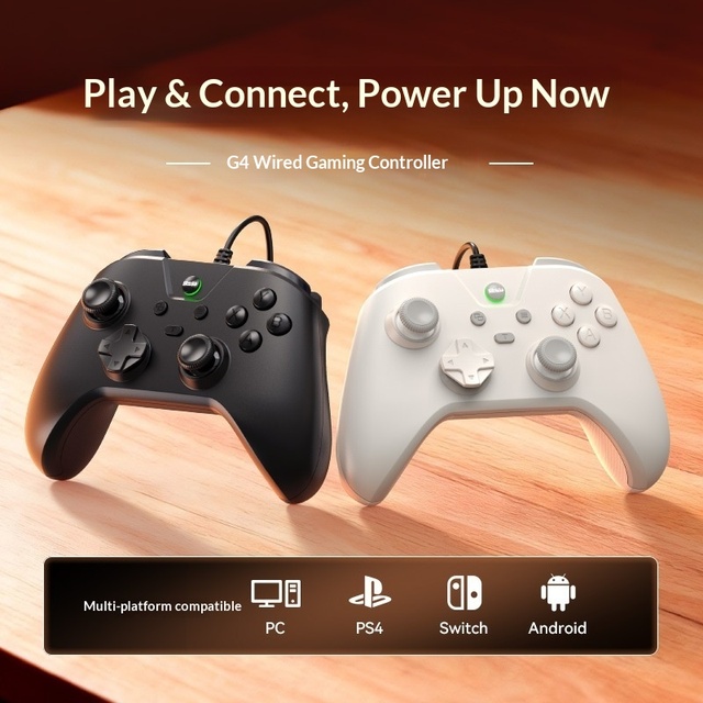 High Cost-Effective G4 Wired Game Controller with Carbon Film Joystick for PC Android PS4 Switch