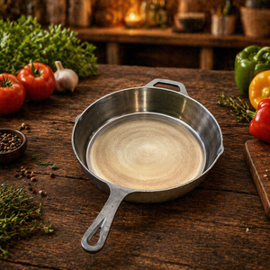 Poêle en fonte de 10 pouces, pré-assaisonnée, surface lisse et polie, antiadhésive, pour les feux de camp, les cuisinières et les fours - Product Image 2
