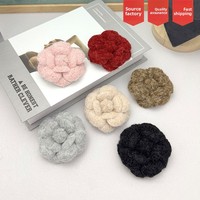 Broche tendance haut de gamme Camélia pour cheveux, 7 cm, style tweed épais, avec nouvelle technologie de placage
