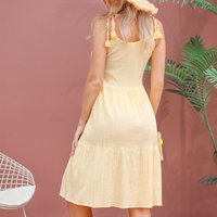 Oem Robe d'été midi respirante et fluide Trapèze Silhouette pour femmes Robes décontractées en coton à volants Vestido pour femmes