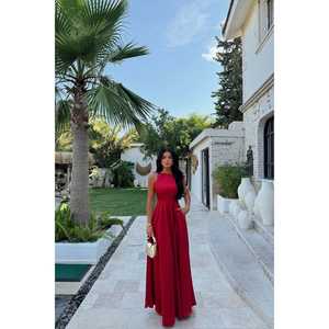 Vestido de Noche Rojo Anais sin Espalda, Estilo Baile de Gala, con Lentejuelas, Cintura Imperio, Largo hasta el Suelo, para Madre de la Novia, Estilo Fiesta - Product Image 3