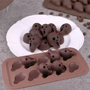 10 cavità di Halloween Strumenti di Cottura Del Silicone Del Cranio Del Fantasma di Grido di Cioccolato Della Muffa del Ghiaccio Del Vassoio di Ghiaccio Strumento di Macinazione