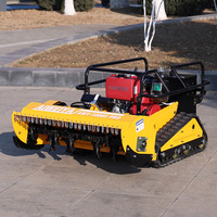 Tondeuse robotisée à lame rotative sans fil, télécommandée, à moteur essence 4 temps, homologuée CE EPA, pour terrains accidentés, 800/1200 mm, à braquage zéro