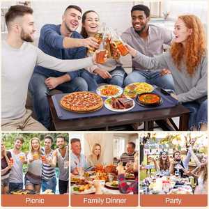 لوح تسخين طعام كهربائي محمول قابل للطي مع لوحة عازلة من السيليكون وصينية طعام بـ7 إعدادات حرارة للاستخدام المنزلي يعمل باللمس - Product Image 5