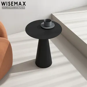 WISEMAX家具卸売ソファベッドサイドテーブルホーム家具センターテーブルモダンリビングルームラウンドブラックメタルコーヒーテーブル