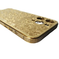 Boîtier de téléphone plaqué or avec logo gravé personnalisable pour iPhone, avec zircon, accepte les commandes en gros, prix bas, personnalisation