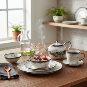 Théière en céramique européenne artistique de 10 pouces, peinte à la main, encre noire et blanche, lavage à l'encre, écologique, capacité de 1 L, couvercle et poignée, adaptée au thé - Product Image 4