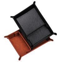 Organisateur de bureau et plateau de chevet pliable en cuir PU, style euro-américain, avec compartiments et fermeture à pression