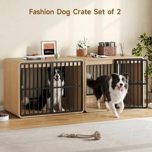 Cuccia per Cani da 32 Pollici con Tavolino Integrato per Cani di <span class=keywords><strong>Taglia</strong></span> Media, Angoli Arrotondati e Barre Metalliche per un Rifugio Accogliente per Beagles - Product Image 5