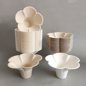 Vaso Desechable Biodegradable con Diseño <span class=keywords><strong>de</strong></span> Pétalos, Hecho <span class=keywords><strong>de</strong></span> Paja <span class=keywords><strong>de</strong></span> Trigo, en Forma <span class=keywords><strong>de</strong></span> Flor, para Envasar Helado, Gelato y Yogur, Venta al Por Mayor - Product Image 1