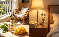 Diffuseur de parfum pour voiture en verre écologique sans alcool de 130 ml, parfum mangue longue durée, rafraîchisseur d'air