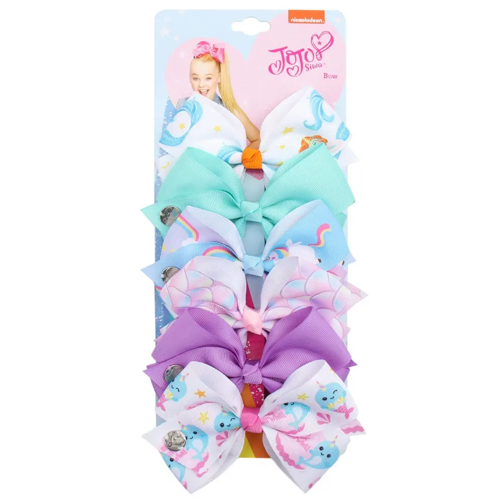 Song May 6 inch per card 5.15 inch wholesale grosgrain ribbon hair bows, jojo siwa bows set, hair clip set
