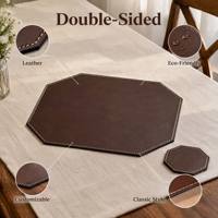 Ensemble de sets de table et sous-verres en cuir en gros - Sets de table octogonaux double face, écologiques, classiques, logo personnalisé