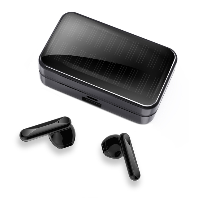 Kingstar Music Hands Free Call Sport BT Led Power Display Solar Tws Mirror Earbuds Charging Box